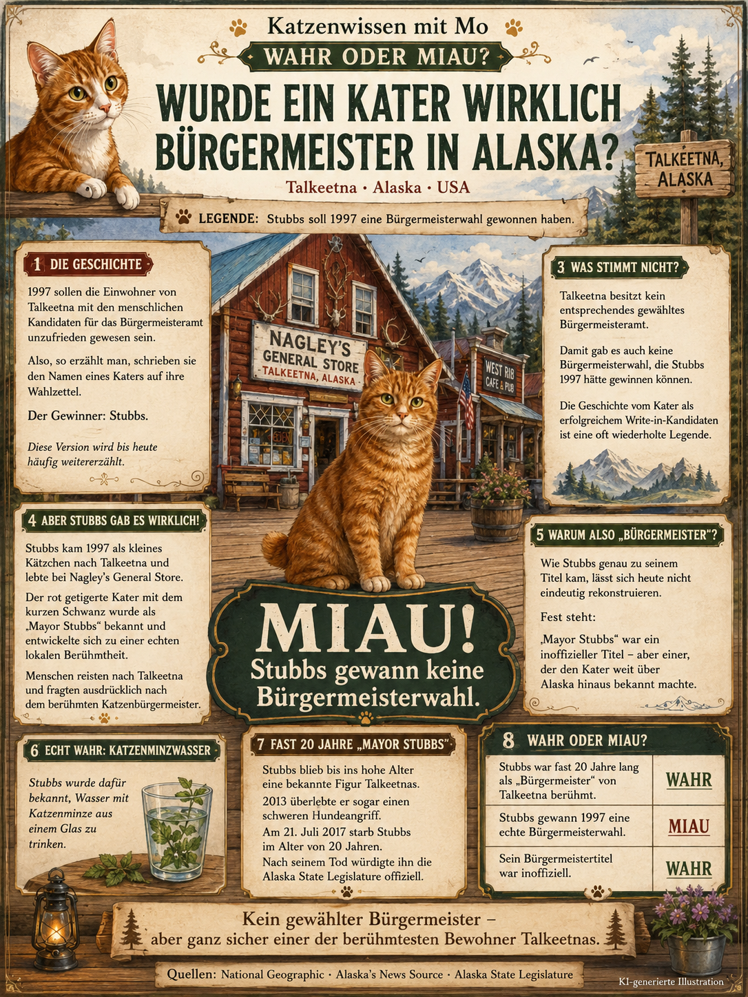 Wurde ein Kater wirklich Bürgermeister in Alaska? – Die Geschichte von Stubbs