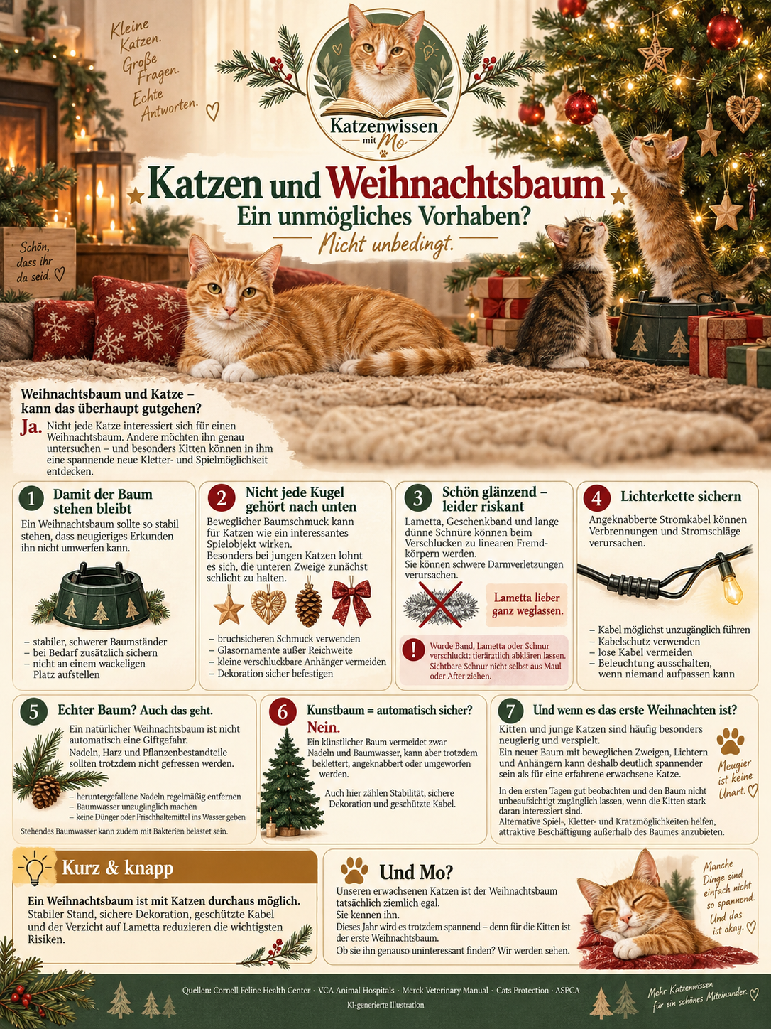 Katzen und Weihnachtsbäume