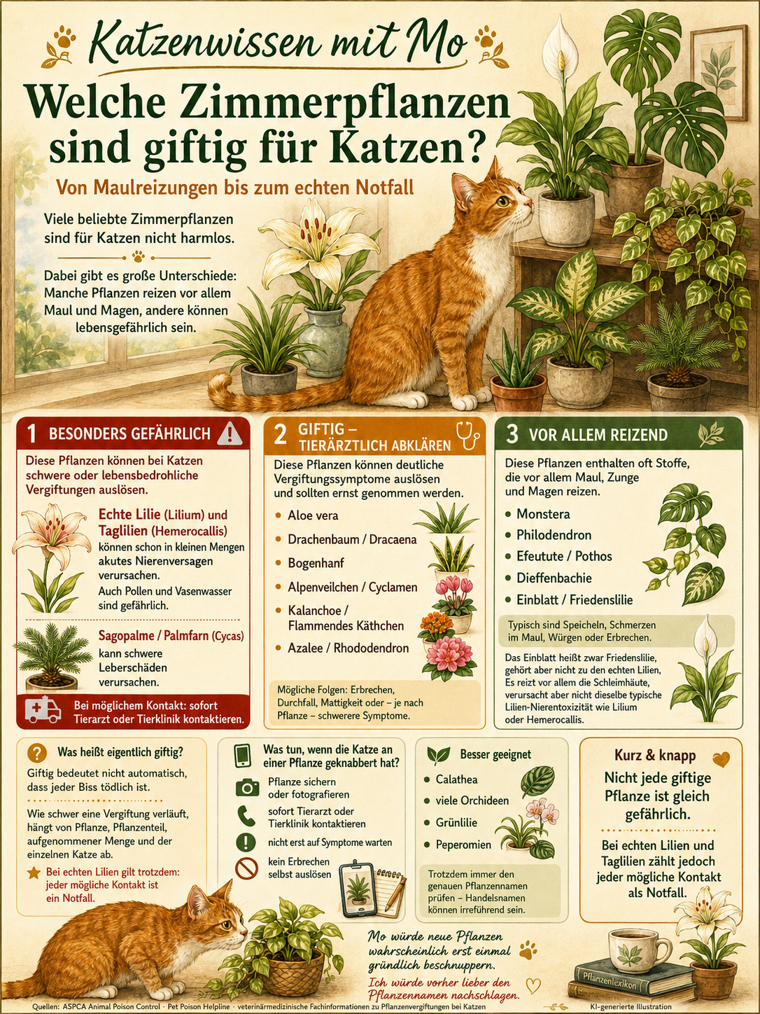 Welche Zimmerpflanzen sind giftig für Katzen? Von Maulreizungen bis zum echten Notfall