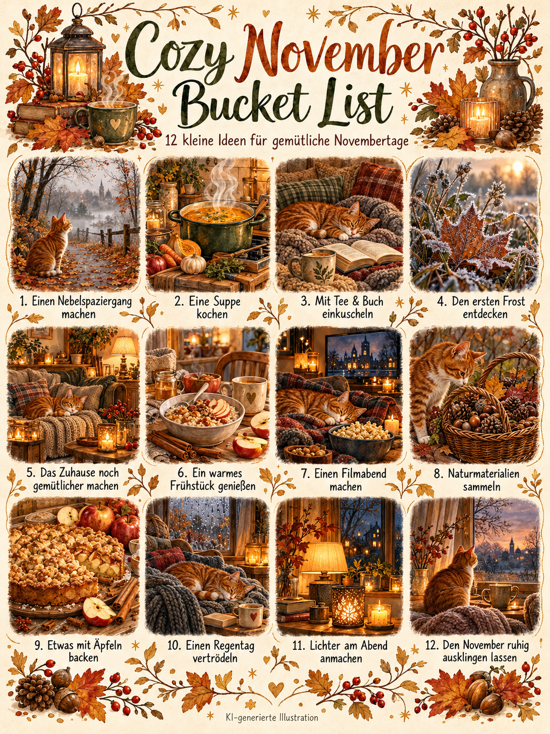 Cozy November Bucket List 🍂 12 gemütliche Ideen für graue Herbsttage