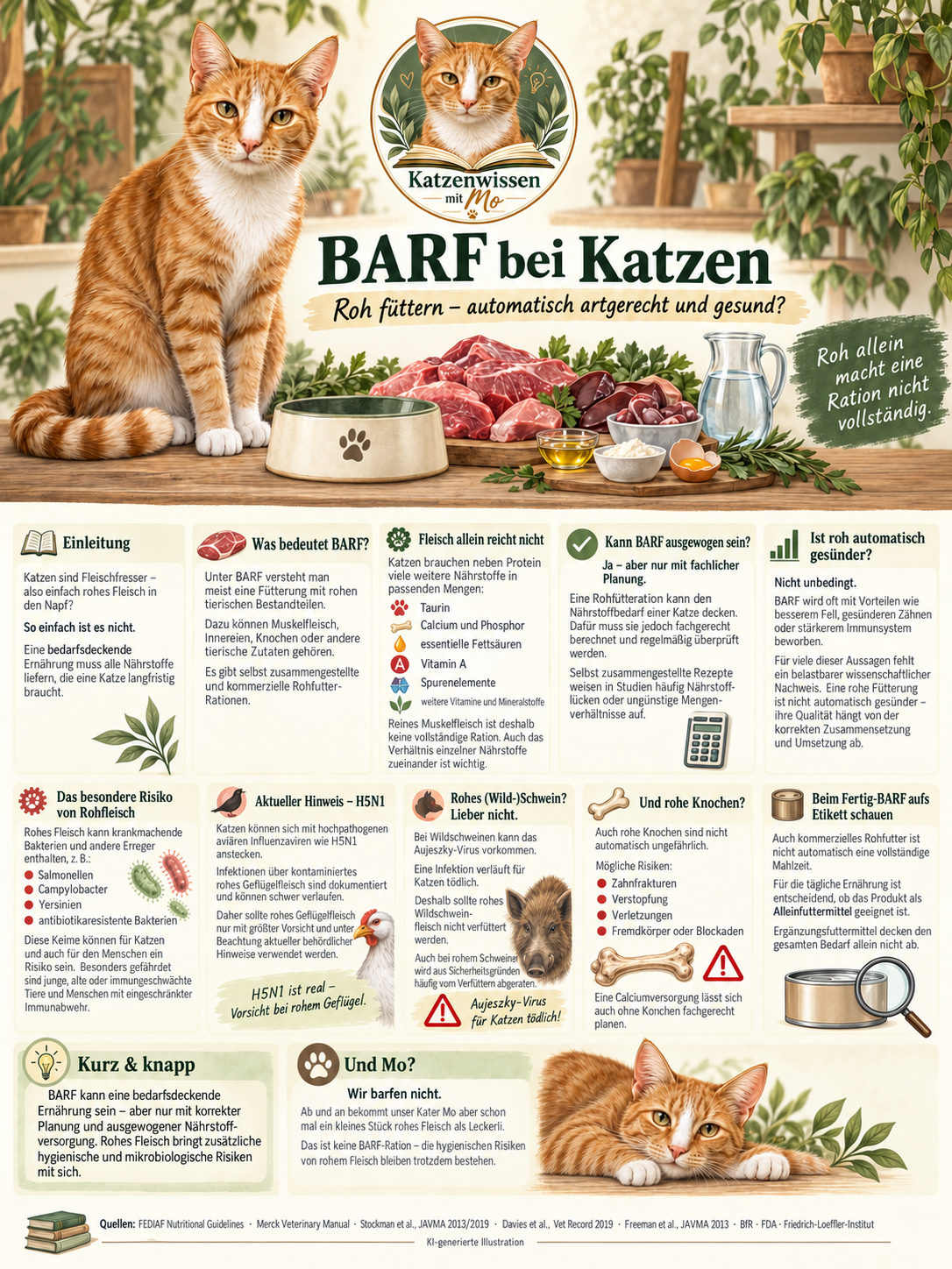 BARF bei Katzen – roh füttern heißt nicht automatisch gesund