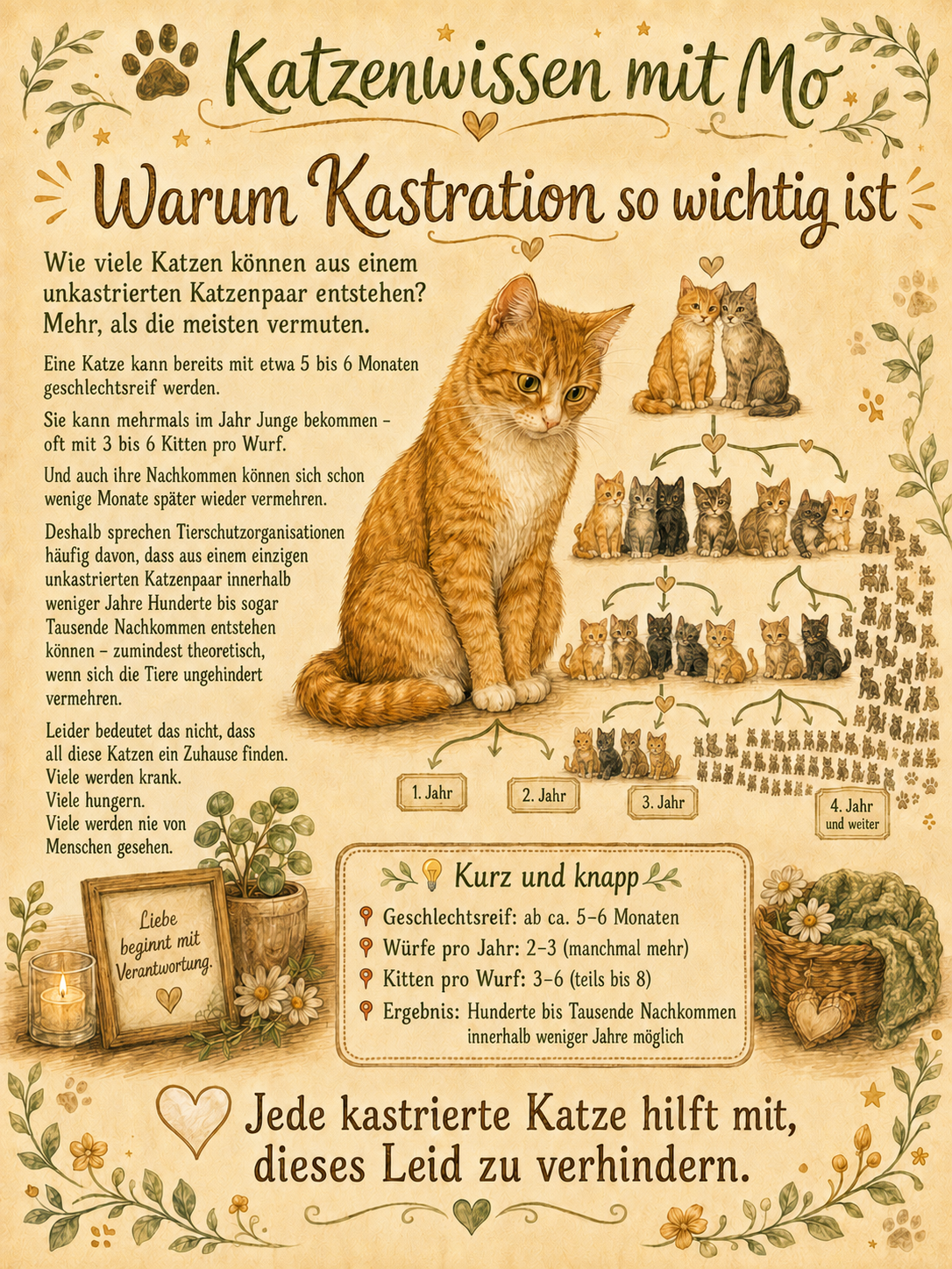 Wie schnell sich Katzen vermehren können – und warum Kastration so wichtig ist