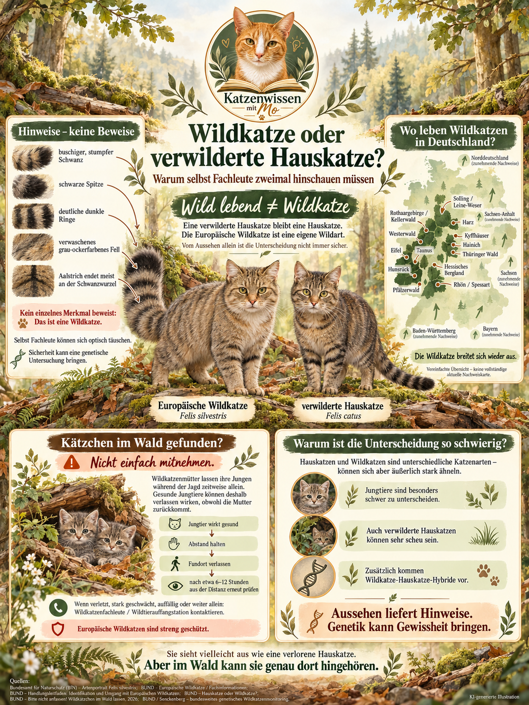 Wildkatze oder verwilderte Hauskatze? | So ähnlich können sie sich sehen